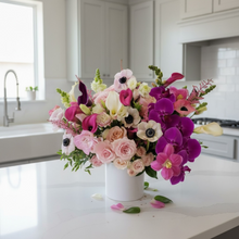 Load image into Gallery viewer, My Sweet Love Hat Box – Luxury Floral Arrangement with Roses & Orchids