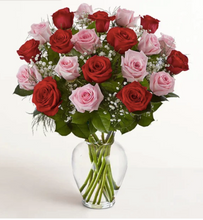 Load image into Gallery viewer, Long Stem Pink + Red Roses