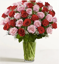 Load image into Gallery viewer, Long Stem Pink + Red Roses