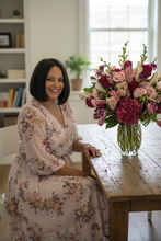 Load image into Gallery viewer, Velvet Garden Elegance – Luxury Floral Arrangement with Roses & Seasonal Blooms