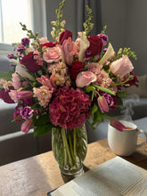 Load image into Gallery viewer, Velvet Garden Elegance – Luxury Floral Arrangement with Roses & Seasonal Blooms