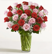Load image into Gallery viewer, Long Stem Pink + Red Roses
